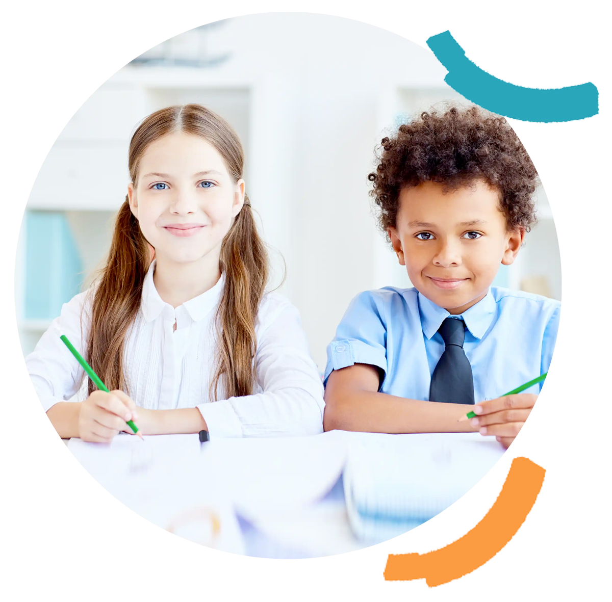 Two kids sitting at a table